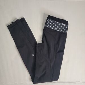 Lululemon Leggings Sz 4 Dide Pockets Full Length Polka Dots Waist